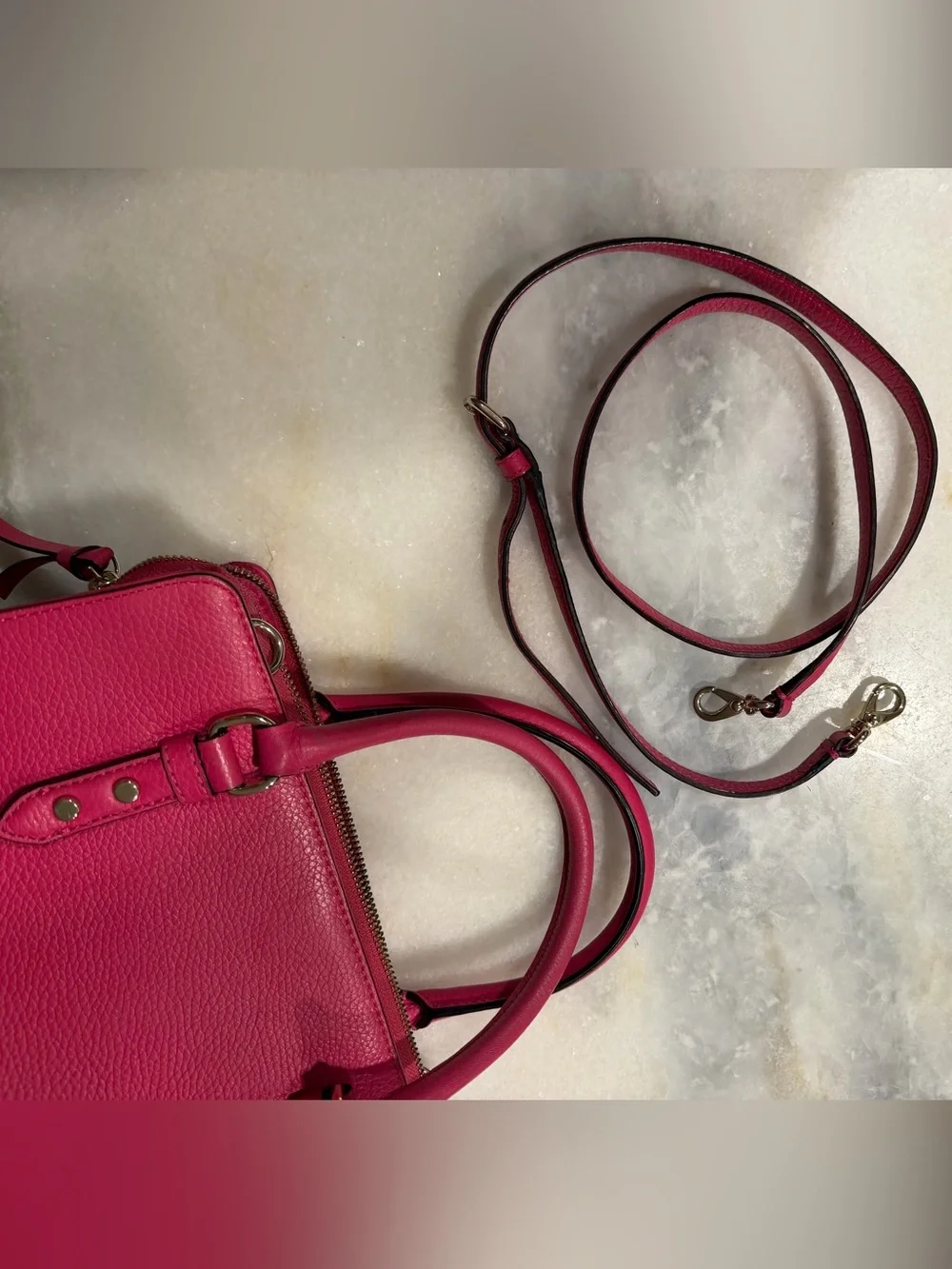 Kate Spade Mulberry Street Lise Ruby Pink Pebbled Leather Satchel Bag w Dust Bag